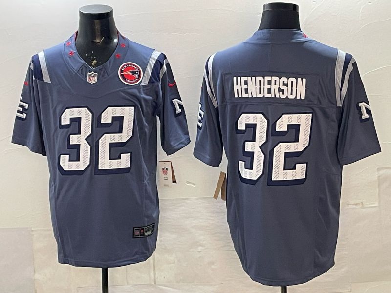 Men 2026 New England Patriots #32 Henderson Blue 5th generations Nike Limited NFL Jersey style 012